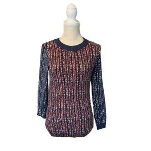 Tory Burch Blue Red Pattern Sweater